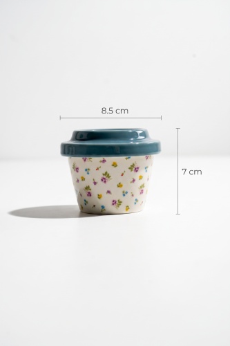 Silk Petal Porselen Kapaklı Kavanoz Koyu Mavi - 160 ml - 3