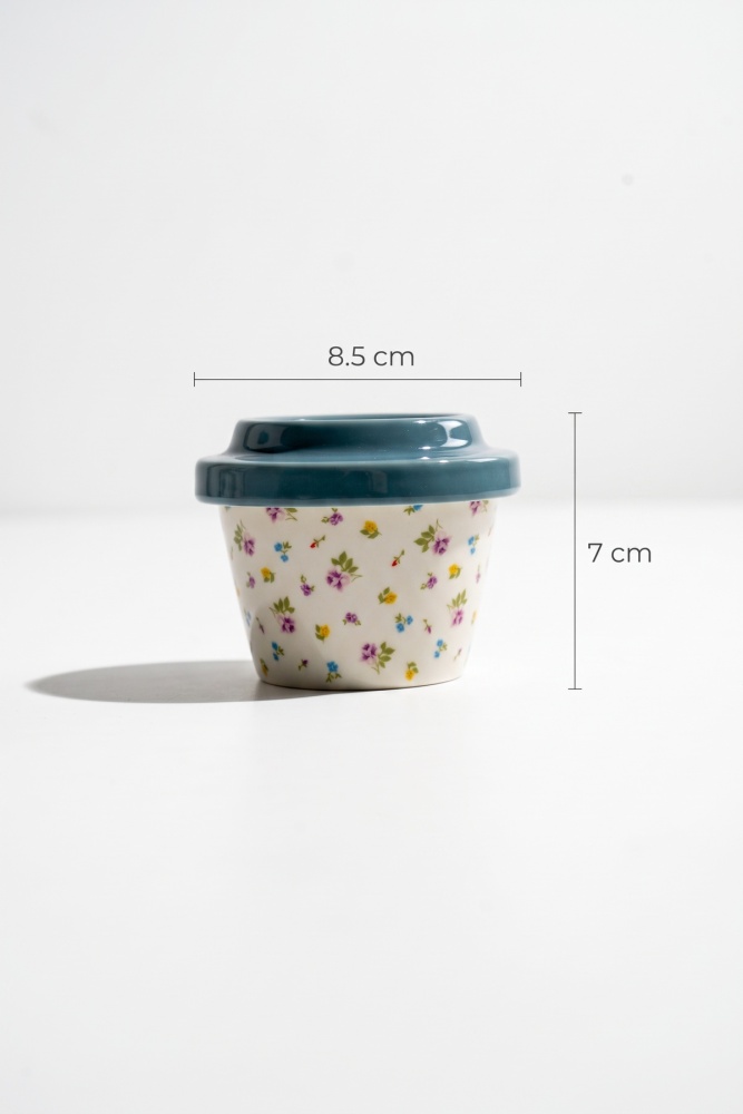 Silk Petal Porselen Kapaklı Kavanoz Koyu Mavi - 160 ml - 3