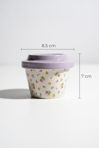 Silk Petal Porselen Kapaklı Kavanoz Mor - 160 ml - 3