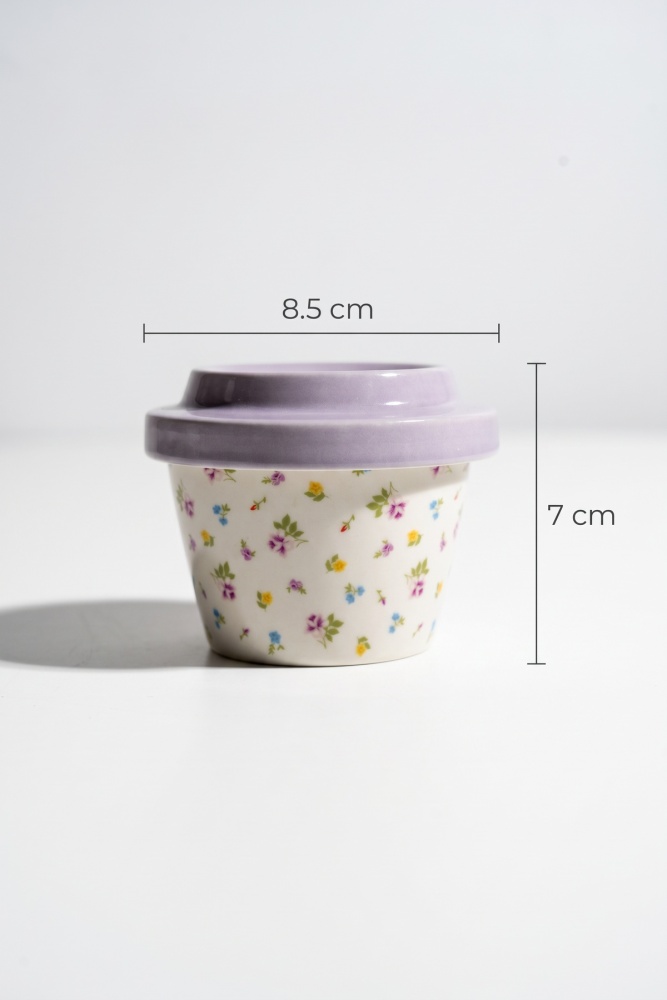 Silk Petal Porselen Kapaklı Kavanoz Mor - 160 ml - 3