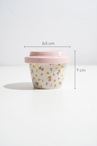 Silk Petal Porselen Kapaklı Kavanoz Pembe - 160 ml - 3