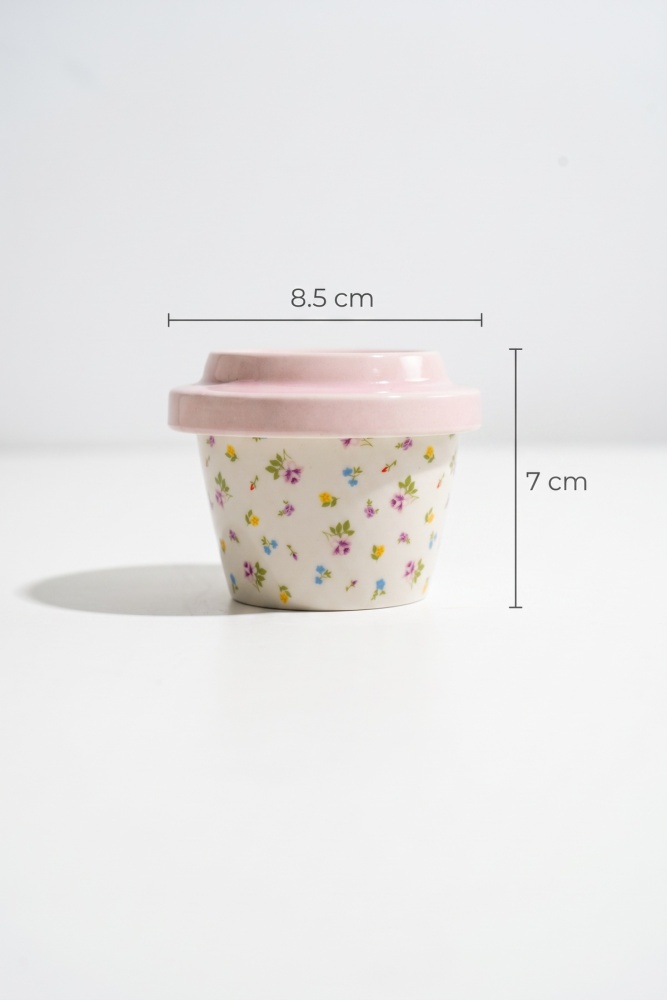 Silk Petal Porselen Kapaklı Kavanoz Pembe - 160 ml - 3