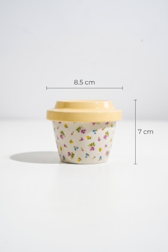 Silk Petal Porselen Kapaklı Kavanoz Sarı - 160 ml - 3