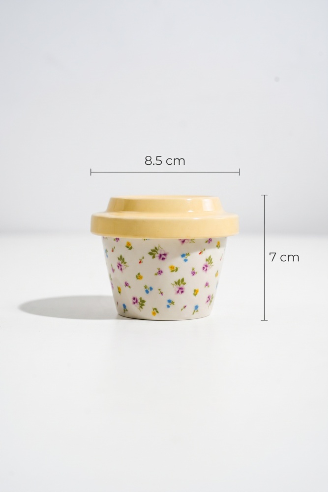 Silk Petal Porselen Kapaklı Kavanoz Sarı - 160 ml - 3