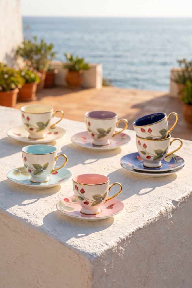 Sirena 6 Kişilik Porselen Kahve Fincan Takımı - 90 ml - 1