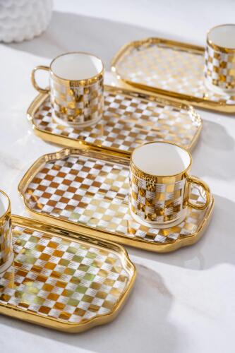 Skye 6 Kişilik Gold Kahve Fincanı Takımı - 90 ml - Acar