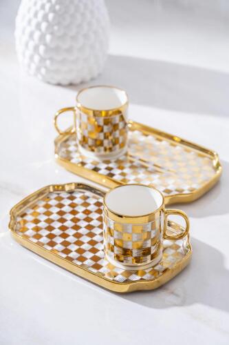 Skye Duo 2 Kişilik Kahve Fincanı Takımı - Gold - Acar
