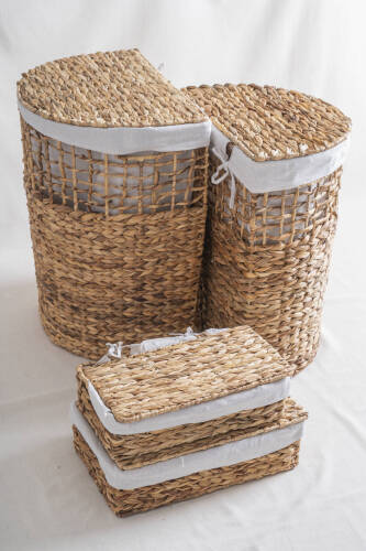 Soléa Hasır 4 lü Kapaklı Sepet Seti - Acar