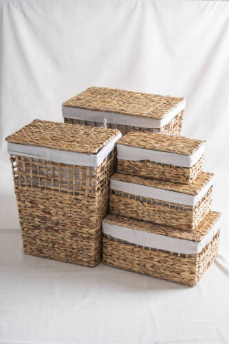 Soléa Hasır 5 li Kapaklı Sepet Seti - Acar