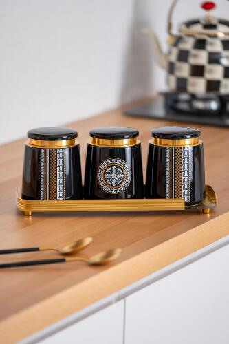 Sonia Suri 4 Parça Cam Tepsili Kavanoz Seti - Acar