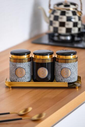 Sonia Suri 4 Parça Cam Tepsili Kavanoz Seti - Acar