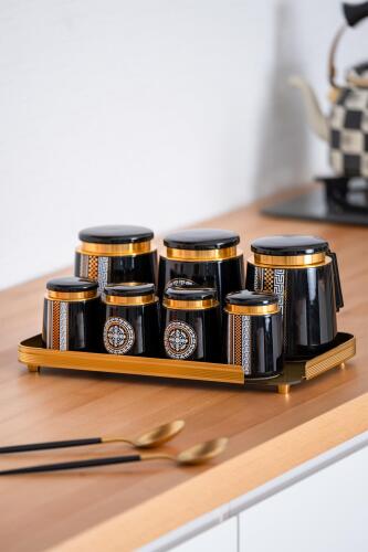 Sonia Suri 8 Parça Cam Tepsili Kavanoz Seti - Acar