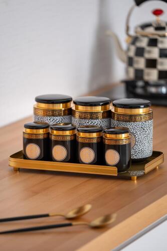 Sonia Suri 8 Parça Cam Tepsili Kavanoz Seti - Acar