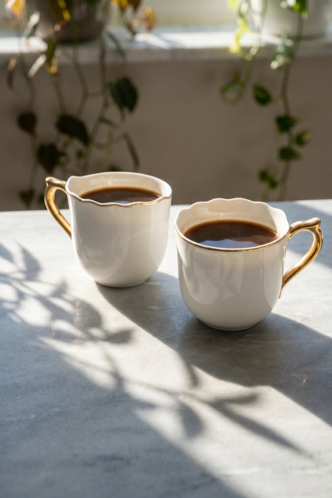 Sora 2 Kişilik Porselen Kahve Fincan Takımı - 90 ml - 2