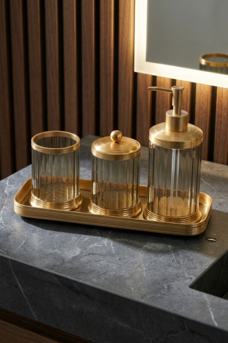 Spiffy Tepsili Sıvı Sabunluk & Pamukluk Banyo Seti - 2