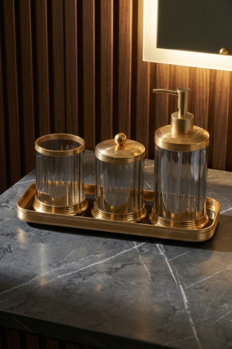 Spiffy Tepsili Sıvı Sabunluk & Pamukluk Banyo Seti - 2