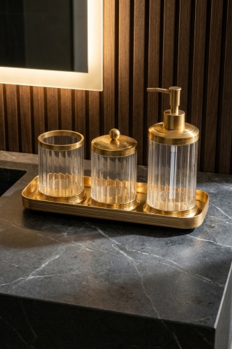 Spiffy Tepsili Sıvı Sabunluk & Pamukluk Banyo Seti - 2