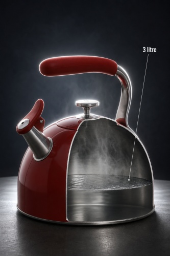 SteamCall Paslanmaz Çelik Düdüklü Su Isıtıcısı Kırmızı - 3 L - 3