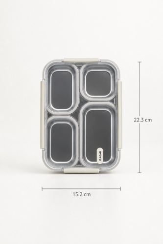 Steelock Paslanmaz Çelik Dört Bölmeli Yemek Kabı - 22 cm - 4