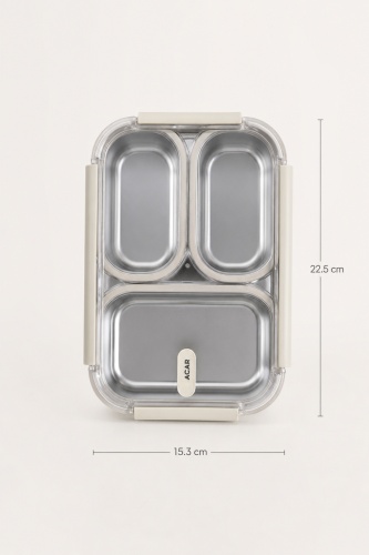 Steelock Paslanmaz Çelik Üç Bölmeli Yemek Kabı - 22 cm - 4