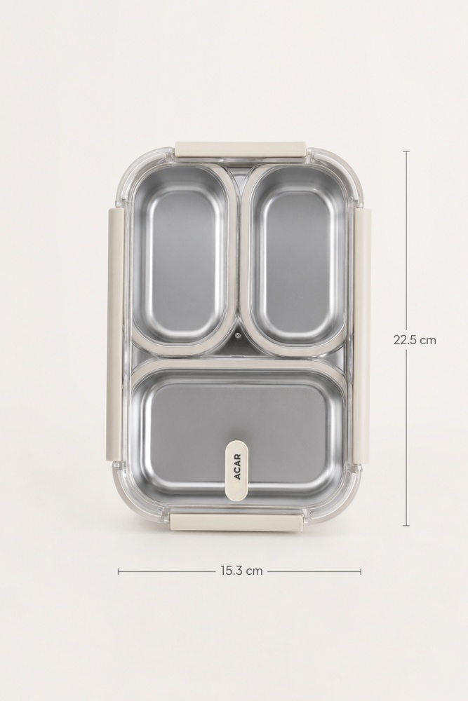 Steelock Paslanmaz Çelik Üç Bölmeli Yemek Kabı - 22 cm - 4