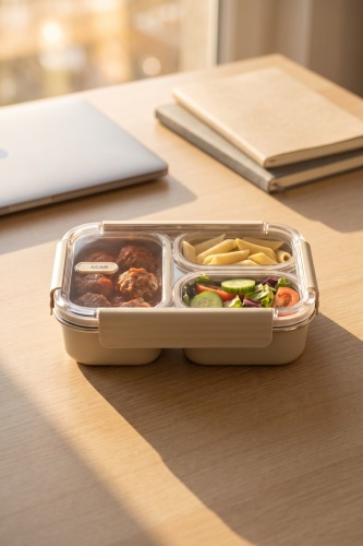 Steelock Paslanmaz Çelik Üç Bölmeli Yemek Kabı - 22 cm - Acar