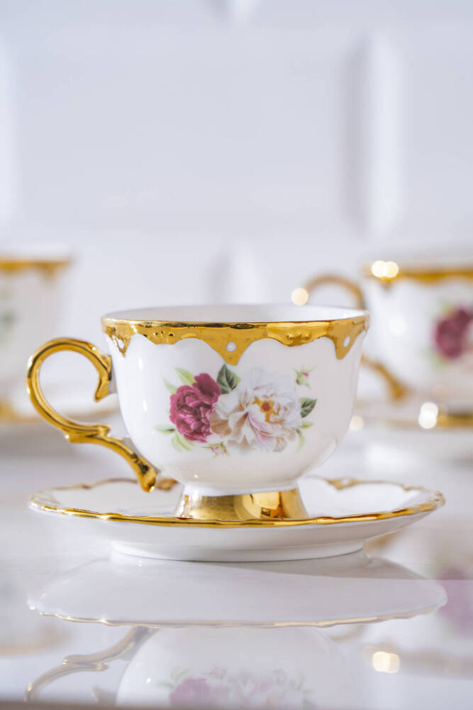 Stelara 6 Kişilik Porselen Kahve Fincan Takımı - 90 ml - 2