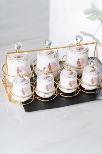 Sunwer 8 Piece Stand Porcelain Spice Set - Acar