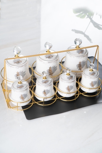 Sunwer 8 Piece Stand Porcelain Spice Set - Acar