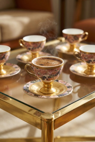 Sybil 6 Kişilik Porselen Kahve Fincanı Takımı - 90 ml - Acar