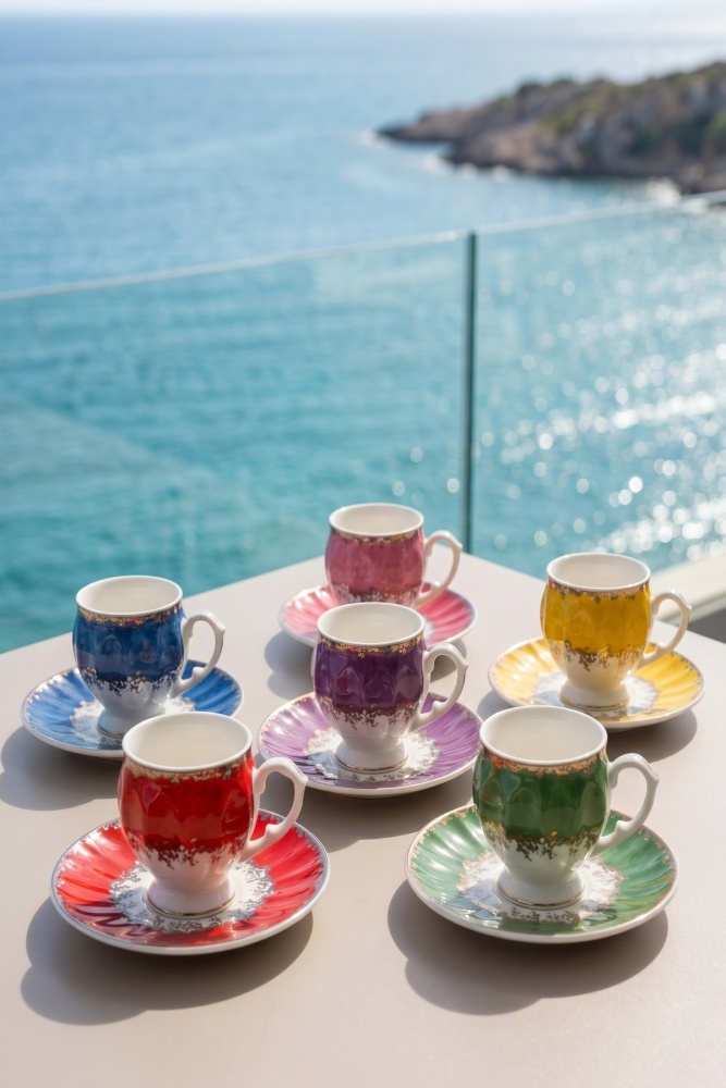 Tabitha 6 Kişilik Porselen Kahve Fincan Takımı - 90 ml - 1