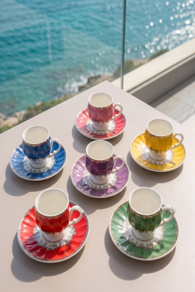 Tabitha 6 Kişilik Porselen Kahve Fincan Takımı - 90 ml - 2