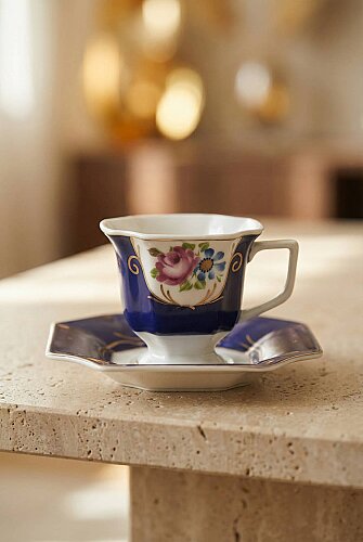 Tabitha 6 Kişilik Porselen Kahve Fincan Takımı - 90 ml - 3
