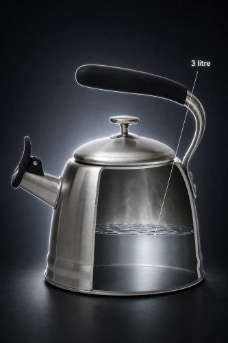 TeaTime Paslanmaz Çelik Düdüklü Su Isıtıcısı İnox - 3 L - 3