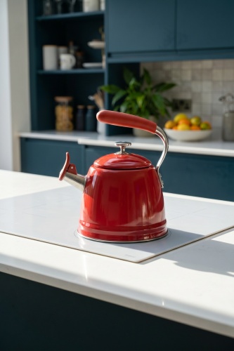 TeaTime Paslanmaz Çelik Düdüklü Su Isıtıcısı Kırmızı - 3 L - 1