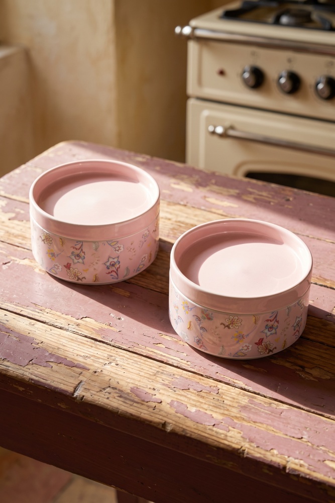 Terra 2 li Porselen Saklama Kabı Seti Pembe - 12 cm - 2
