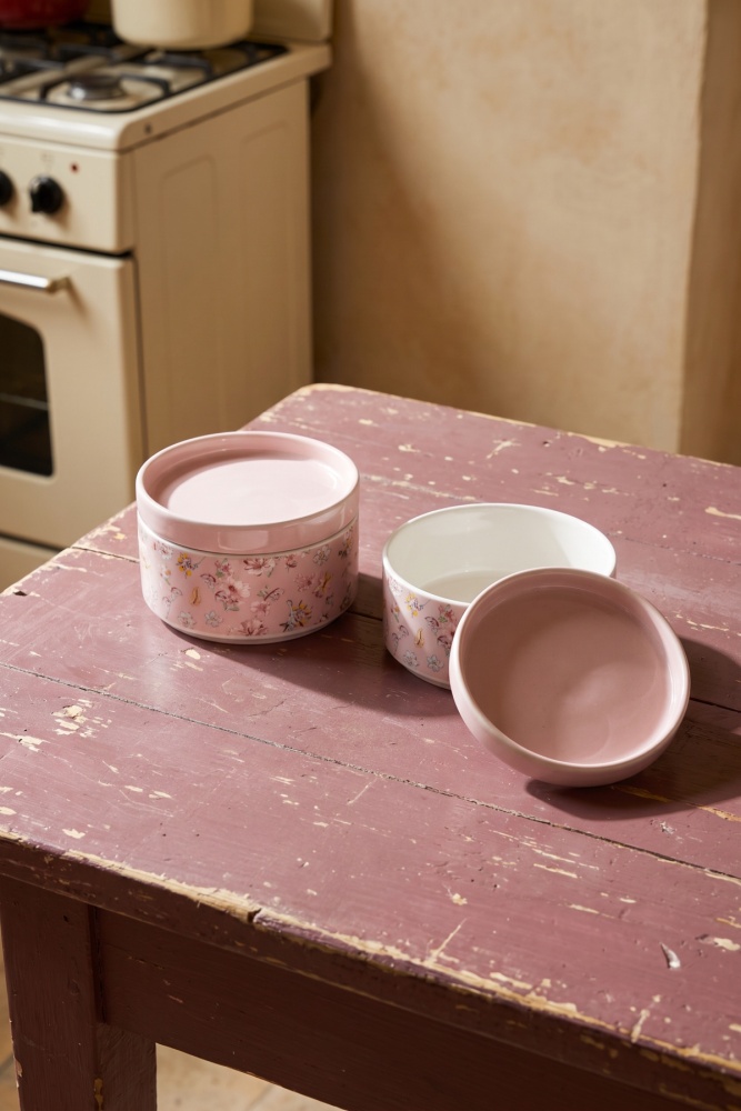 Terra 2 li Porselen Saklama Kabı Seti Pembe - 12 cm - 3