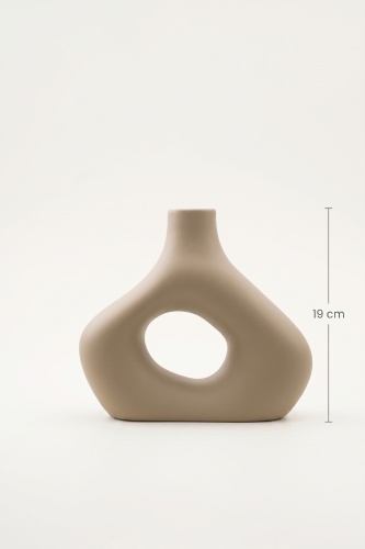 Terra Luxe Dalgalı Halka Vazo Krem - 21 cm - 3