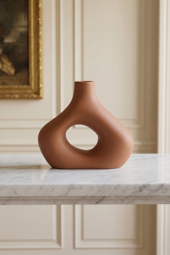Terra Luxe Dalgalı Halka Vazo Turuncu - 21 cm - 2