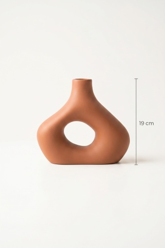 Terra Luxe Dalgalı Halka Vazo Turuncu - 21 cm - 3