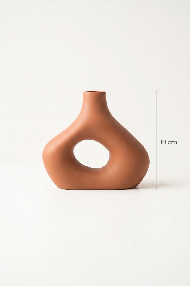 Terra Luxe Dalgalı Halka Vazo Turuncu - 21 cm - 3