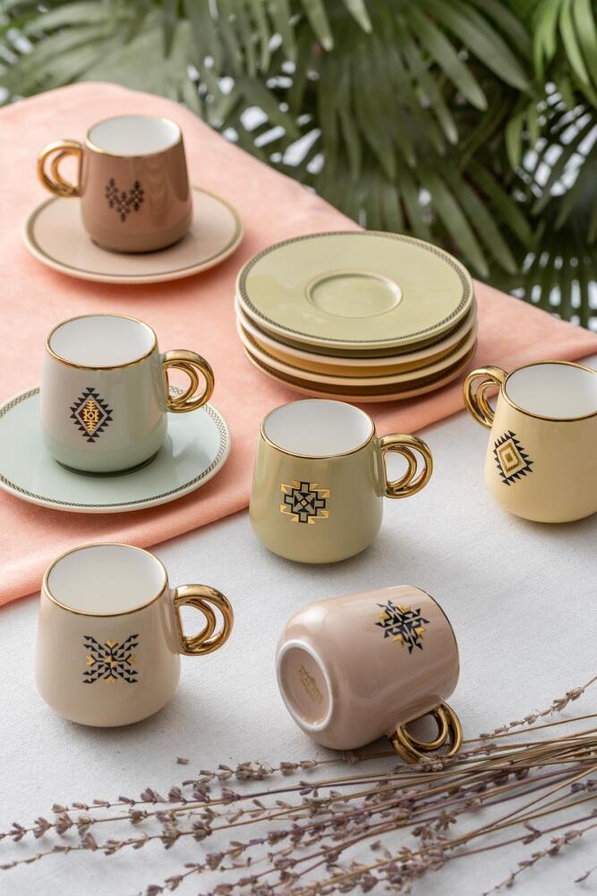 Twist Color Set Of 6 Coffee Cups - 90 Ml - 1