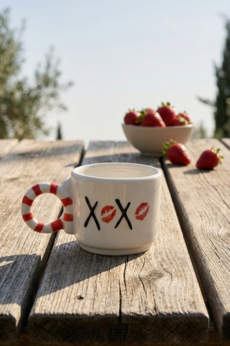 Valentine Kiss Porselen Kupa - 425 ml - 1