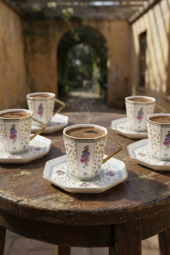 Valeria 6 Kişilik Porselen Kahve Fincan Takımı - 90 ml