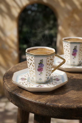 Valeria 6 Kişilik Porselen Kahve Fincan Takımı - 90 ml (1)