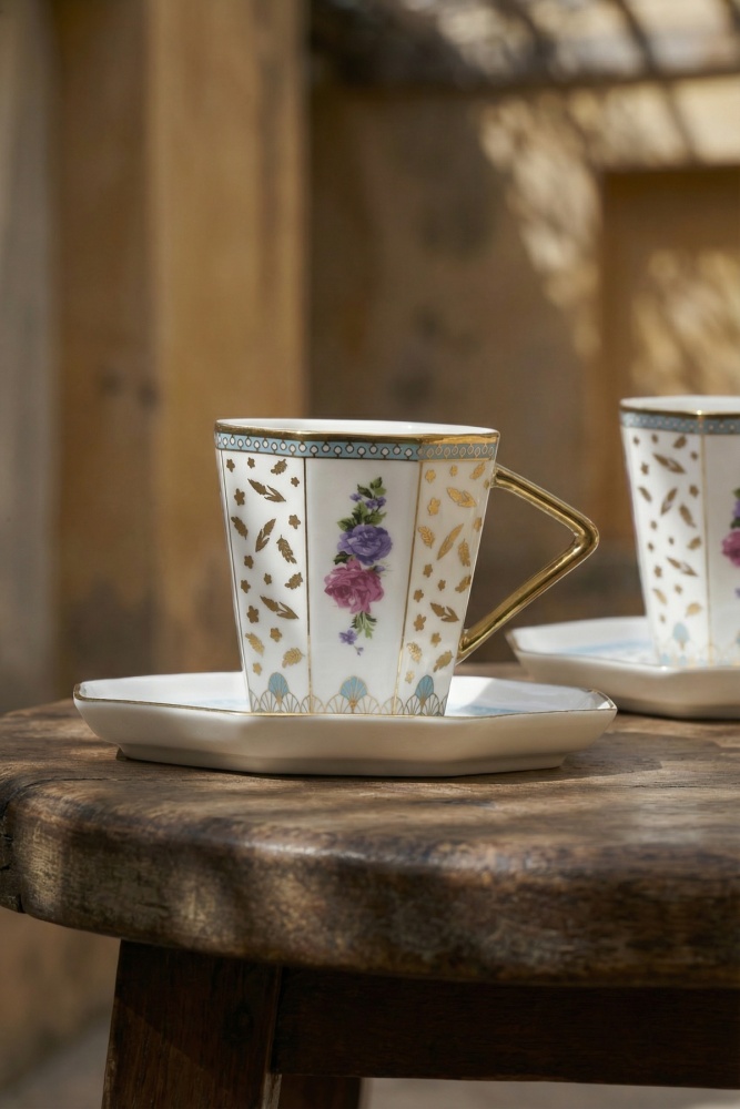 Valeria 6 Kişilik Porselen Kahve Fincan Takımı - 90 ml - 3