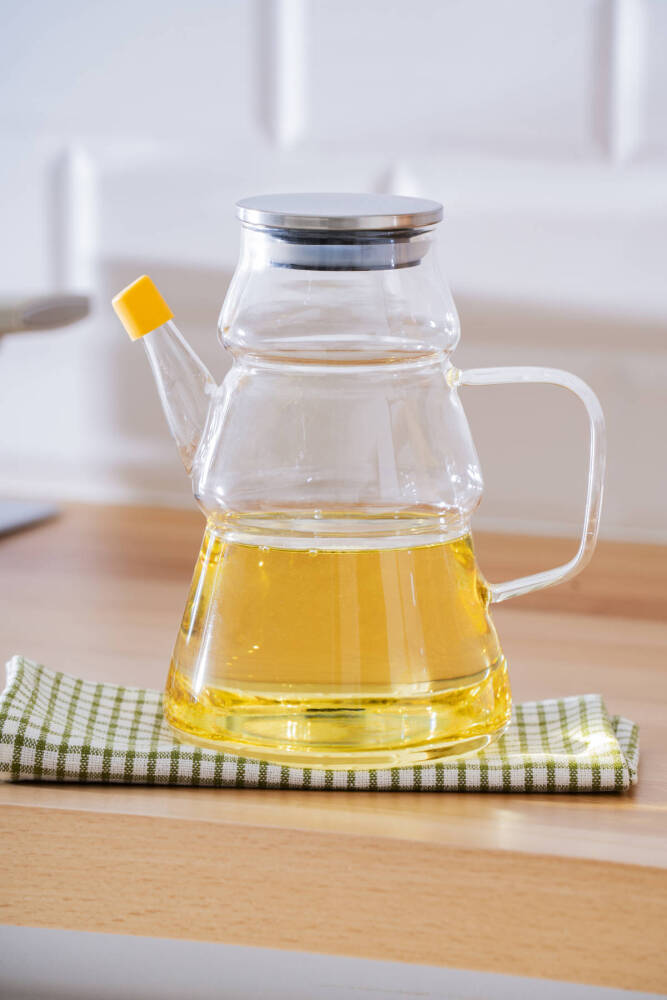 Vera Metal Kapaklı Katlı Cam Yağdanlık - 1000 ml - 1