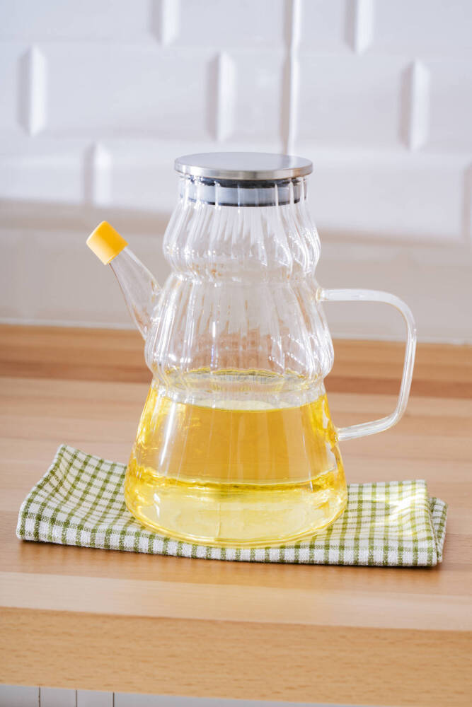 Vera Metal Kapaklı Yivli Cam Yağdanlık - 1000 ml - 2