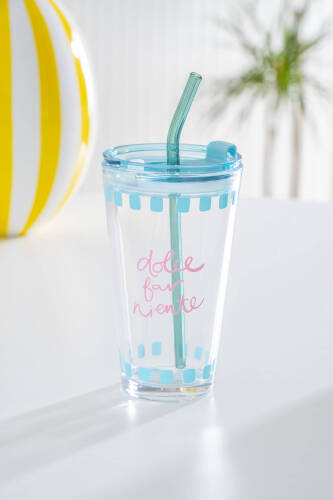 Vicenza Pipetli Cam Bardak Mavi - 400 ml - Acar