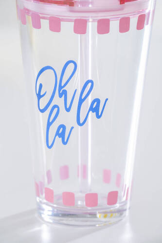 Vicenza Pipetli Cam Bardak Pembe - 400 ml - 2